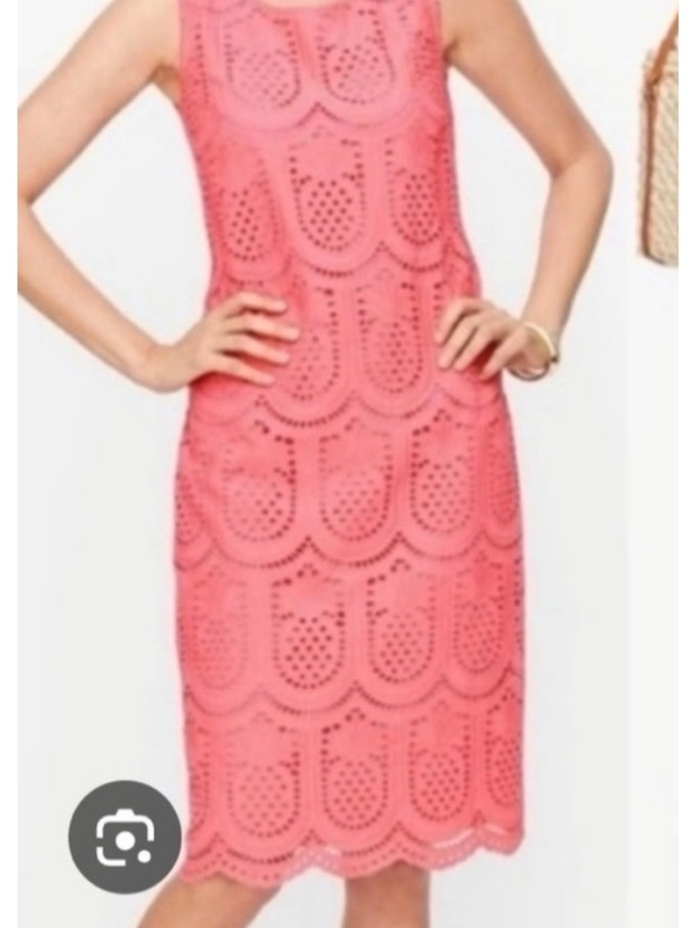 Talbots Coral Sleeveless Eyelet Shift Dress